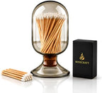Includes Matches ! | Smoke Gray Glass Matches Cloche | Grey Tinted Decorative Match Holder Jar for Candles Set Display Gift by MatchesUSA
