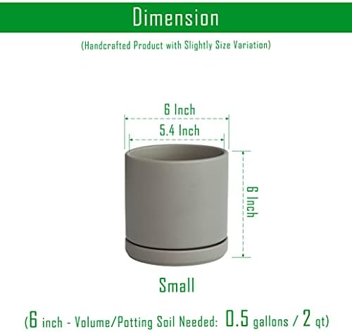 D'vine Dev 2-Pack Ceramic Pots with Saucers, Grey, 6 in, 94-V-C-3 - Image 3