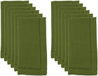 SARO LIFESTYLE Classic Hemstitch Cloth Napkins (Set of 12) - Elegant Everyday Dinner Napkins with Textured Fabric and Hemstitched Border for Dining Tables and Formal Entertaining, 20"x20", Kiwi - Image 3