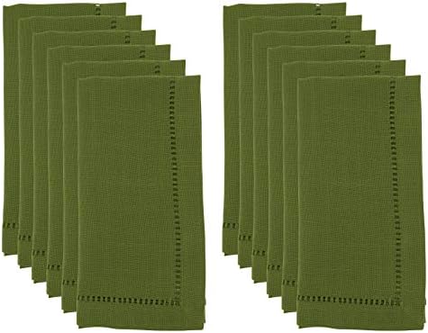 SARO LIFESTYLE Classic Hemstitch Cloth Napkins (Set of 12) - Elegant Everyday Dinner Napkins with Textured Fabric and Hemstitched Border for Dining Tables and Formal Entertaining, 20"x20", Kiwi - Image 3