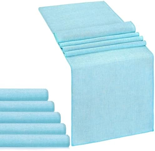 LuoluoHouse Green Table Runner Roll Farmhouse Burlap Table Runners 6 Packs 13x84 inch Jute Table Linens for Rustic Wedding Spring Table Decorations by LuoluoHouse