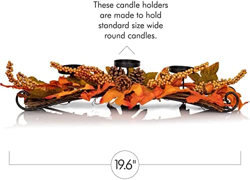 Maple Leaves Candle Holder - Thanksgiving Fall Atumn Centerpiece Decoration - Image 5