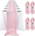 LemonRoad 4 Pcs Cheesecloth Table Runners Boho Gauze Fabric,Dusty Pink by Unknown