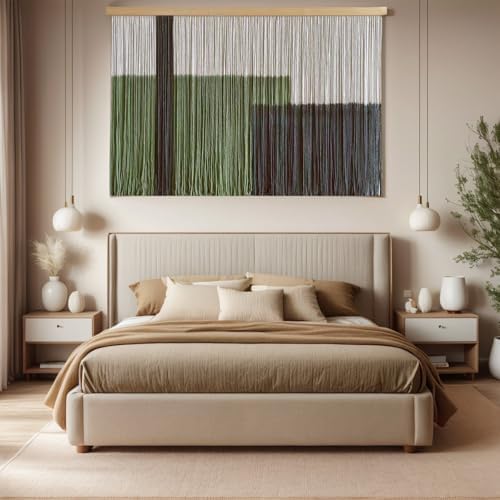 Sdjazl Woven Boho Macrame Wall Hanging Home Decor Tapestry Dip-Dyed Large Modern Fiber Colorful Mountain Landspace For Living room (black) - Image 4