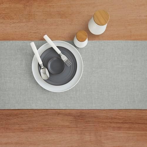 Solino Home 100% Pure Linen Table Runner Chambray Grey, Athena 14 x 60 in - Image 4