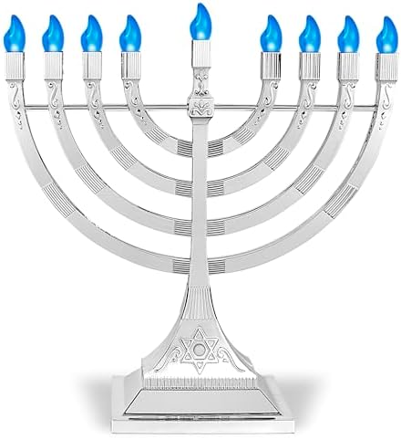 Zion Judaica Pack of 2 Hanukkah Electric Menorahs LED USB Powered Menorah Electronic Hanukkiah Battery Minorah Flamless Chanukah Candles (Silver, 2) - Image 3