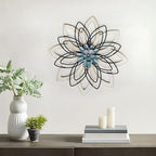 Remenna Metal Flowers Wall Decor, Metal Rustic Wall Art Decoration Farmhouse Wall Decorations Multiple Floral Hanging Decor for Bathroom Living Room Home Office Garden Kitchen (white & blue) - Image 4