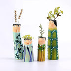 Spring Family Bud Vases, Resin Bohemian Family Vase, Girls Face Cute Hand Painted Vase, Cute Hand Character Vase, for Home Decor Living Room Personalized Decor (4PCS，b) - Image 7