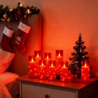 kakoya Flameless LED Candles with Timer 24 Pc Flickering Flameless Candles for Romantic Ambiance and Home Decoration Stable Acrylic Shell,with Embedded Star String，Battery Operated Candles（Red） - Image 2