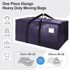 6 Pack Heavy Duty Extra Large Moving Bags W/Backpack Straps - Strong Handles & Zippers, Storage Totes For Space Saving, Fold Flat, Alternative to Box and Bin (40 gal, Semi-Transparent+Blue+Black) - Image 5