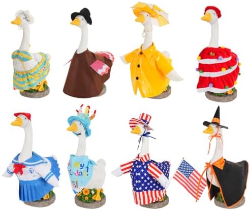 Timeet 8-Piece Seasonal Porch Goose Outfit Set for 23” Lawn Goose – Holiday Costumes for Valentine’s Day, Easter, 4th of July & Christmas – Decorative Clothes for Patio, Garden & Front Porch by Timeet