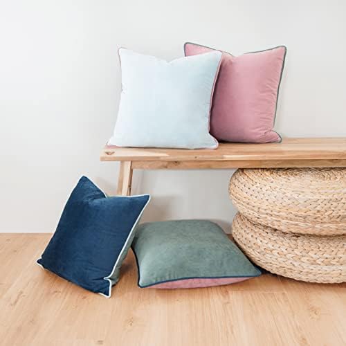 MONDAY MOOSE Decorative Throw Pillow Covers Cushion Cases, Set of 4 Soft Velvet Modern Double-Sided Designs, Mix and Match for Home Decor, Pillow Inserts Not Included (20x20 inch, Pink/Blue) - Image 5