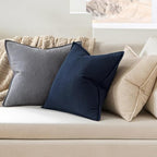 MIULEE Decorative Linen Pillow Covers 22x22 Inch Navy Blue - Image 3