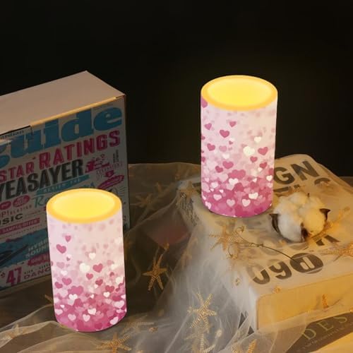 Valentines Day Flameless Candles with Remote and Timer LED Candles Flickering Battery Operated Fake Candle for Home Bedroom Living Room Dining Room Table Decor Set of 2 Pink Heart - Image 6