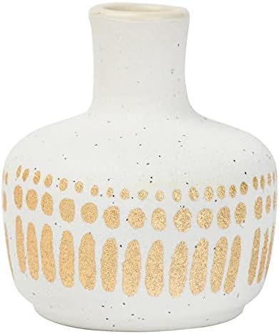 Main + Mesa Stoneware Vases with Gold Pattern, Set of 8 - Image 6