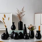 Tanvecle Small Black Vases, Ceramic Bud Vase Set 11, Modern Home Decor by Tanvecle