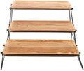 Rectangular Wooden Tiered Tray Set with Rack, Coffee Finish by Vosarea
