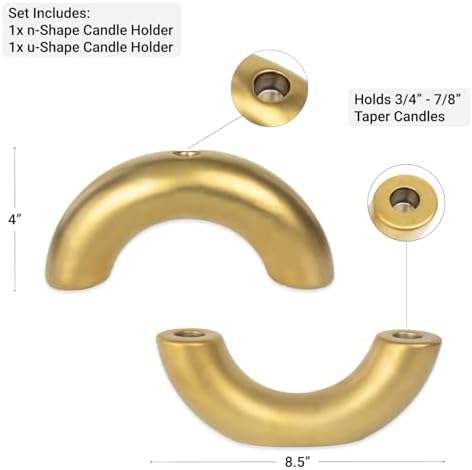 Taper Candle Holder Set - Candle Stick Holders for Dining Room Table, Entryway Table, or Fireplace Mantel - Modern Candelabra Home Decor (Gold) - Image 4