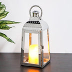 TRIROCKS Stainless Steel Candle Lanterns 12''H Decorative Candle Holders with Tempered Glass for Indoor Outdoor Porch Garden Parities and Wedding(Silver) - Image 6