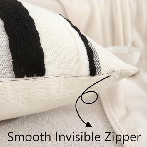 18x18 Pillow Cover Set of 2 Boho Farmhouse Decor Black and White - Image 4