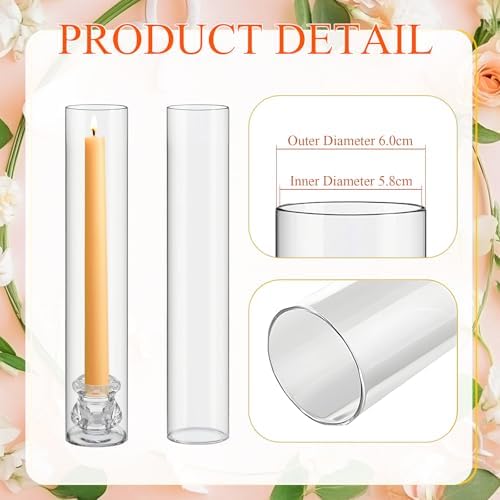 Teenyyou 24 Set Glass Hurricane Candle Holders Candlestick Bulk 12.6",Clear - Image 3