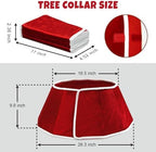 Christmas Tree Collar, 26.3" Red Velvet Foldable Tree Ring Skirt for Pencil Tree, Rustic Farmhouse Tree Stand Base Cover for Artificial Trees, Xmas Holiday Home Décor - Image 2