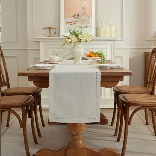Linen Blend Table Runner – Handmade Hemstitch, Classic Style for Dresser, Dining - Image 5