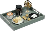 Serving Tray with Polished Metal Handles, 16.5''x12'' Rectangle Coffee Table Tray, Modern Decorative Tray, Large Ottoman Tray, Perfect for Storage and Display (Grey) - Image 5
