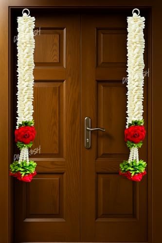 Divyakosh Set of 4 Wall Hangings -20 INCH for Home Decoration, Diwali Decor, Red Flower, Handmade Diwali Decoration Psychedelic Wall Hanging, Door Valance Hangings - Image 4