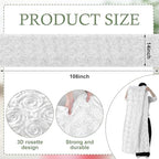 4 Pcs Rosette Table Runner 14x108 Inch for Wedding, White - Image 2