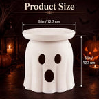 Tioncy 2 Pcs Halloween Terracotta Ghost Candle Holder Table Decor White - Image 2