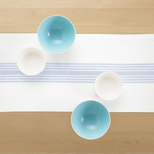 Solino Home 100% Pure Linen Table Runner, 14 x 60 in, Blue and White Stripe - Image 4