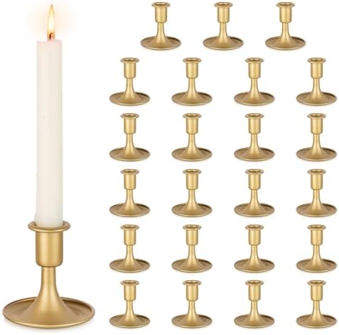 Gold Candlestick Holders Vintage: Set of 24 Taper Candle Holder by CreatedforWeddingsandHome