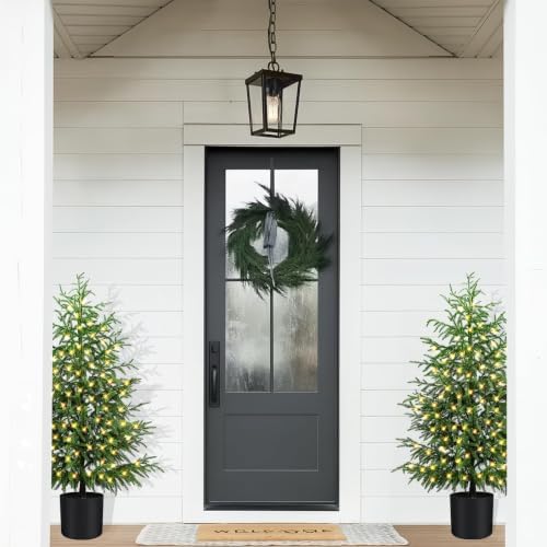 4FT Norfolk Pine Christmas Trees with 80LED Lights, 2-Pack - Image 3