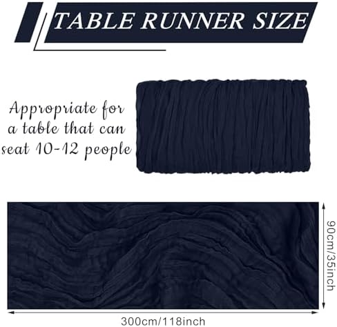 12 Pack Cheesecloth Table Runner 10Ft Christmas Gauze Boho Table Runners for Wedding Decor Bridal Shower Decorations Baby Shower Party(35" x 120")(Navy) - Image 2