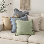 MIULEE Boho Linen Fringe Decorative Throw Pillow Covers Sage Green 20x20 - Image 5