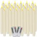24-Pack Flameless Taper Candles, 9.25 Inch Battery Operated LED Candlesticks with Remote & Timer - Realistic Flickering Flame, Warm Ivory, Safe Smokeless for Wedding Christmas Church Party Home Decor by Grcdoyvl