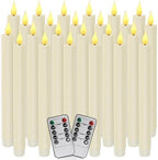 24-Pack Flameless Taper Candles, 9.25 Inch Battery Operated LED Candlesticks with Remote & Timer - Realistic Flickering Flame, Warm Ivory, Safe Smokeless for Wedding Christmas Church Party Home Decor by Grcdoyvl