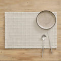 ZeeMart Artisanal Grid Decorative Linen Placemats Set of 6, Ivory by ZEEMARTONLINE