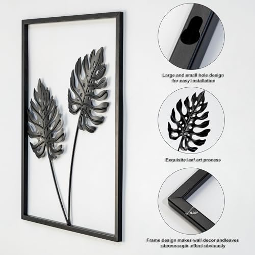 4 PCS Black Metal Wall Decor Framed with LED Lights, 16x11 Line DéCor - Image 6