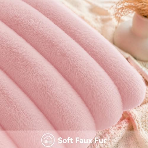 Faux Fur Decorative Throw Pillow Covers 20x20 Set of 2, Pink - Image 6