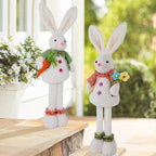 Glintoper 2 Pack Easter Standing Bunny with Stretchable Legs, 18" to 25" Plush Rabbits Couple Figurine, Cute Party Favor Photo Props Gifts for Office Kitchen Farmhouse Front Door Spring Home Decor - Image 5