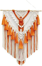 BMIDRUT Hanging Macrame Tapestry Woven Boho Wall Art Handmade Macrame Tapestry Home Wall Decor Wall Pediment 18x30 Inch (Orange) by BMIDRUT