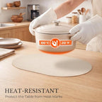 MOSAYT Vinyl Faux Leather Oval Placemats, Set of 8, Beige - Image 4