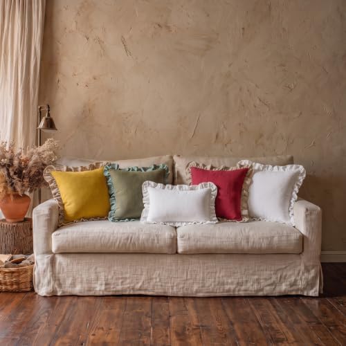 patdrea Vintage White Linen Throw Pillow Covers,Set of 2,18"x18"-Kubum - Image 4