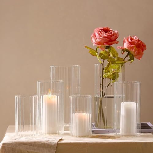 PHOSPHOR 18 Pcs Cylinder Glass Candle Holder 6'', 8'', 10'', Hurricane Candle Holder for Pillar Candle Tall Glass Cylinder Centerpieces Vases Floral Room Decor - Image 4