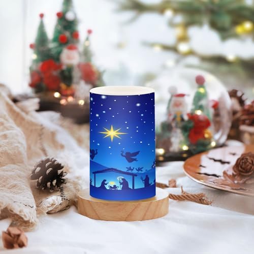 ALAZA Christmas Blue Nativity Scene Flickering Flameless Candles Battery Operated with Remote Timer,Tea Light Candles LED Pillar Votive Candles Set of 2 for Outdoor Indoor Decorations - Image 5