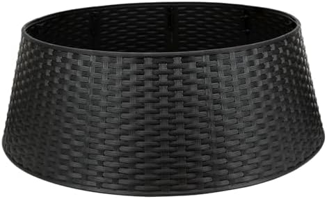 HarcoHome Christmas Tree Collar, 28.4" D Round Base Cover, Plastic Rattan Collar, Tree Ring for Artificial Trees, Tree Skirt for Artificial Xmas Tree Decorations (Extra Large, Black) - Image 3