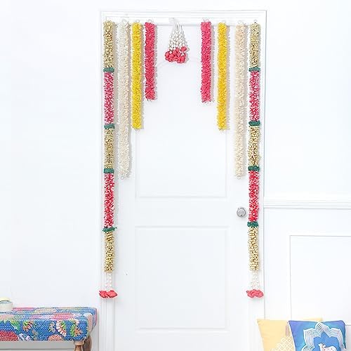 Sola Wood & Palm Garland, Indian Garlands, Artificial Garlands for Indian Wedding Decorations, Flower Garland for Indian Backdrop, Pooja Mandir Decor, Diwali Decorations - 5.5ft (Pack of 2) - Image 4