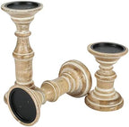 Homebia Design White Wash Pillar Candle Holder Set of 3 – 10, 8, 6 Inch - Image 7